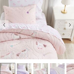 Pottery Barn Kids Pink Unicorn Quilt Set